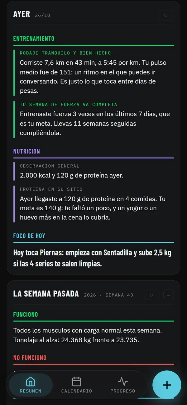 El análisis del día anterior en Maipo: entrenamiento, nutrición y el foco de hoy.